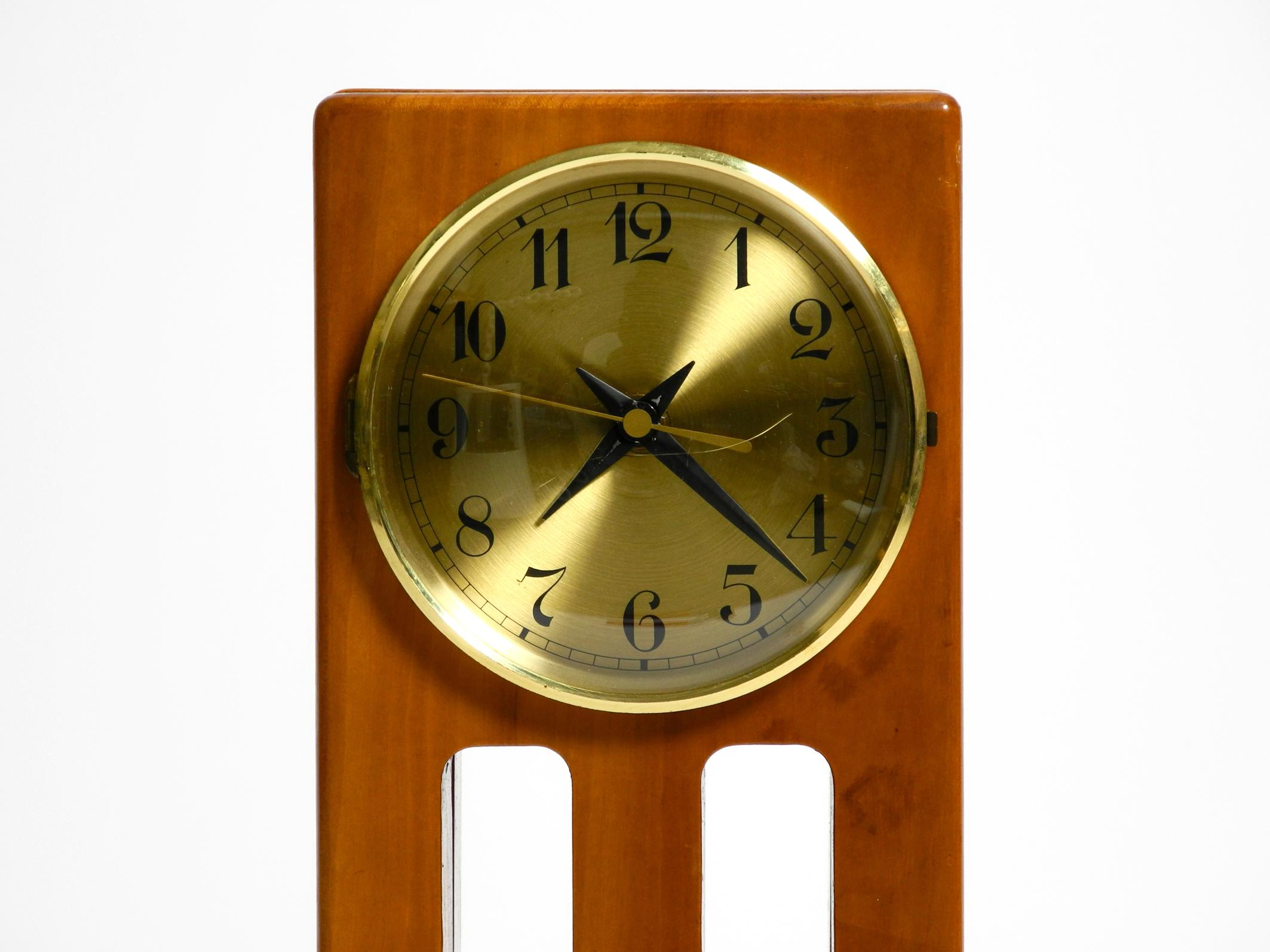 Large, Unusual 1980s Postmodern Design Table Clock Made of Cherry Wood For Sale 5