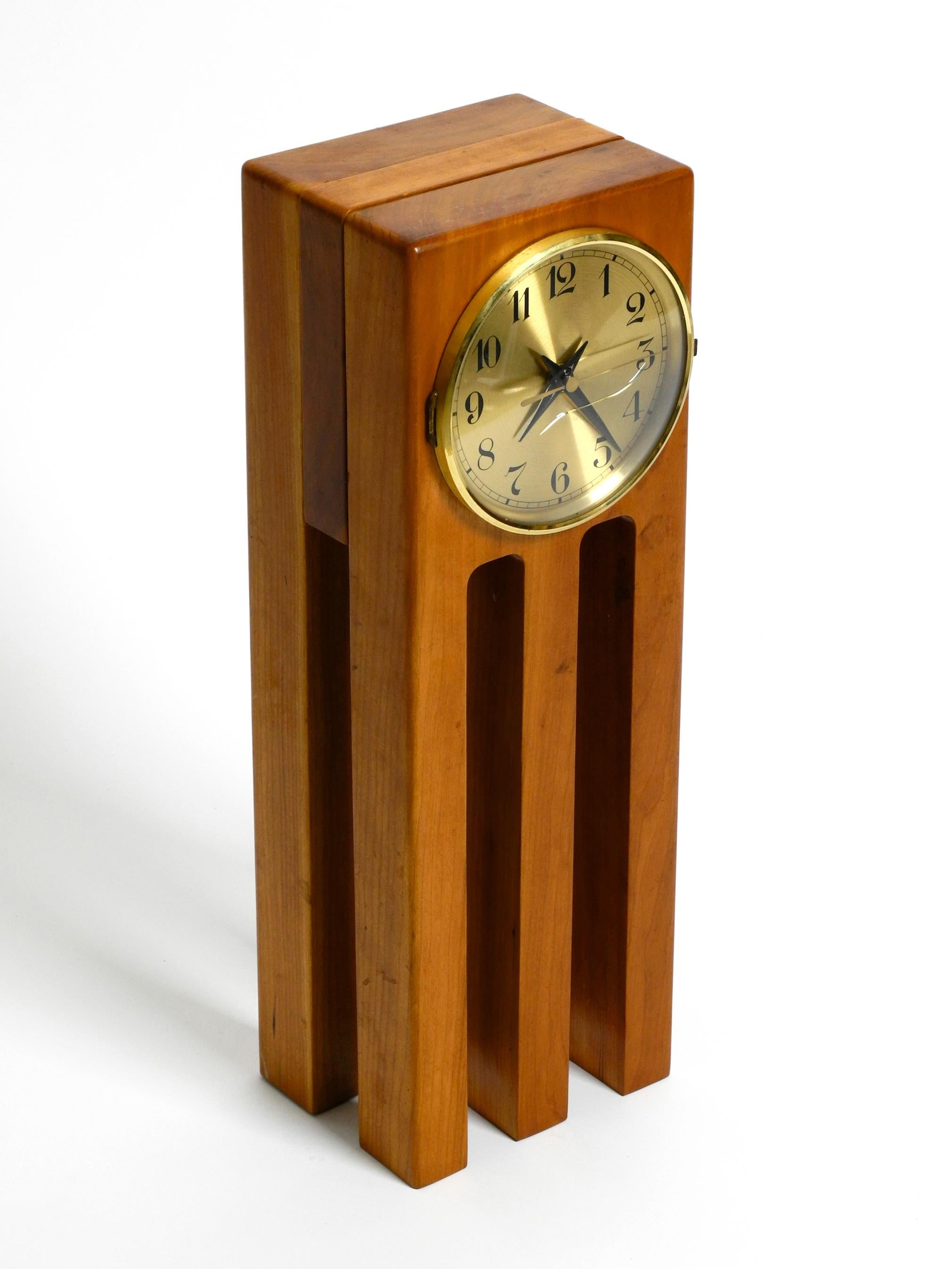 Post-Modern Large, Unusual 1980s Postmodern Design Table Clock Made of Cherry Wood For Sale