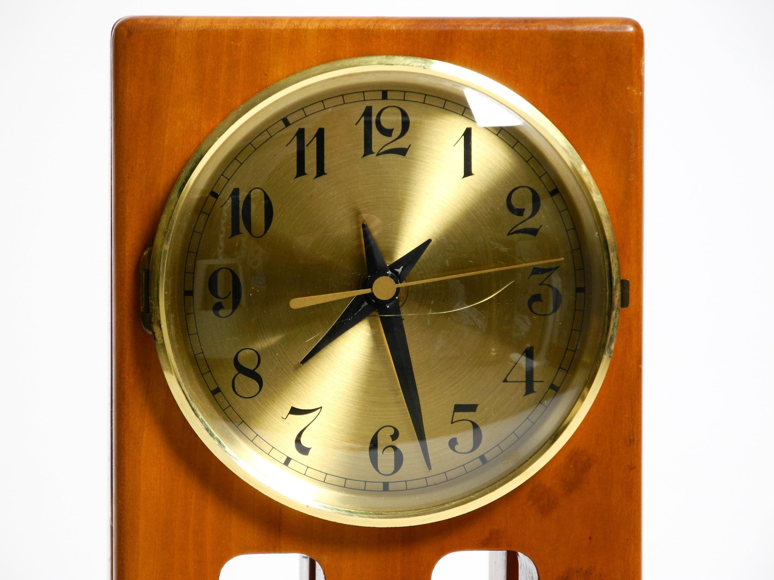 Large, Unusual 1980s Postmodern Design Table Clock Made of Cherry Wood For Sale 1