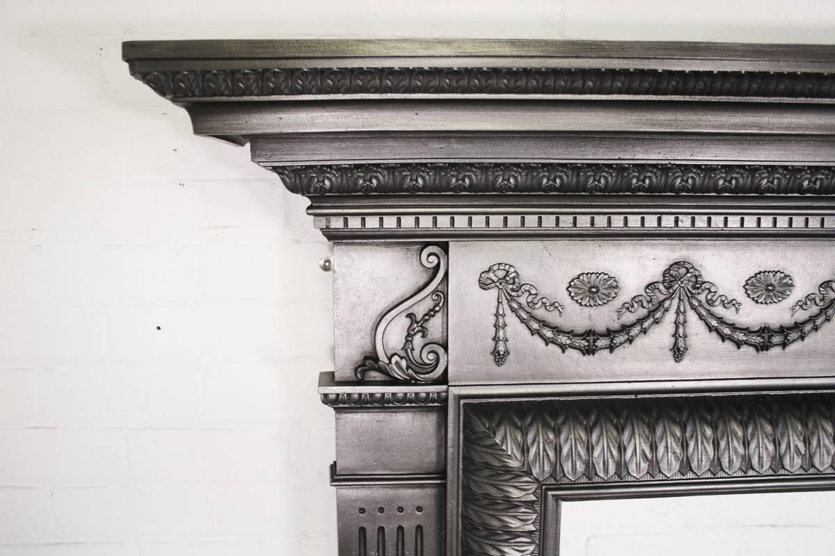 Large Unusual Antique Late Victorian Cast Iron Fire Surround 4