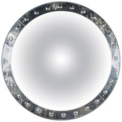 Large Unusual, circa 1960s English Edged and Convex Mirror