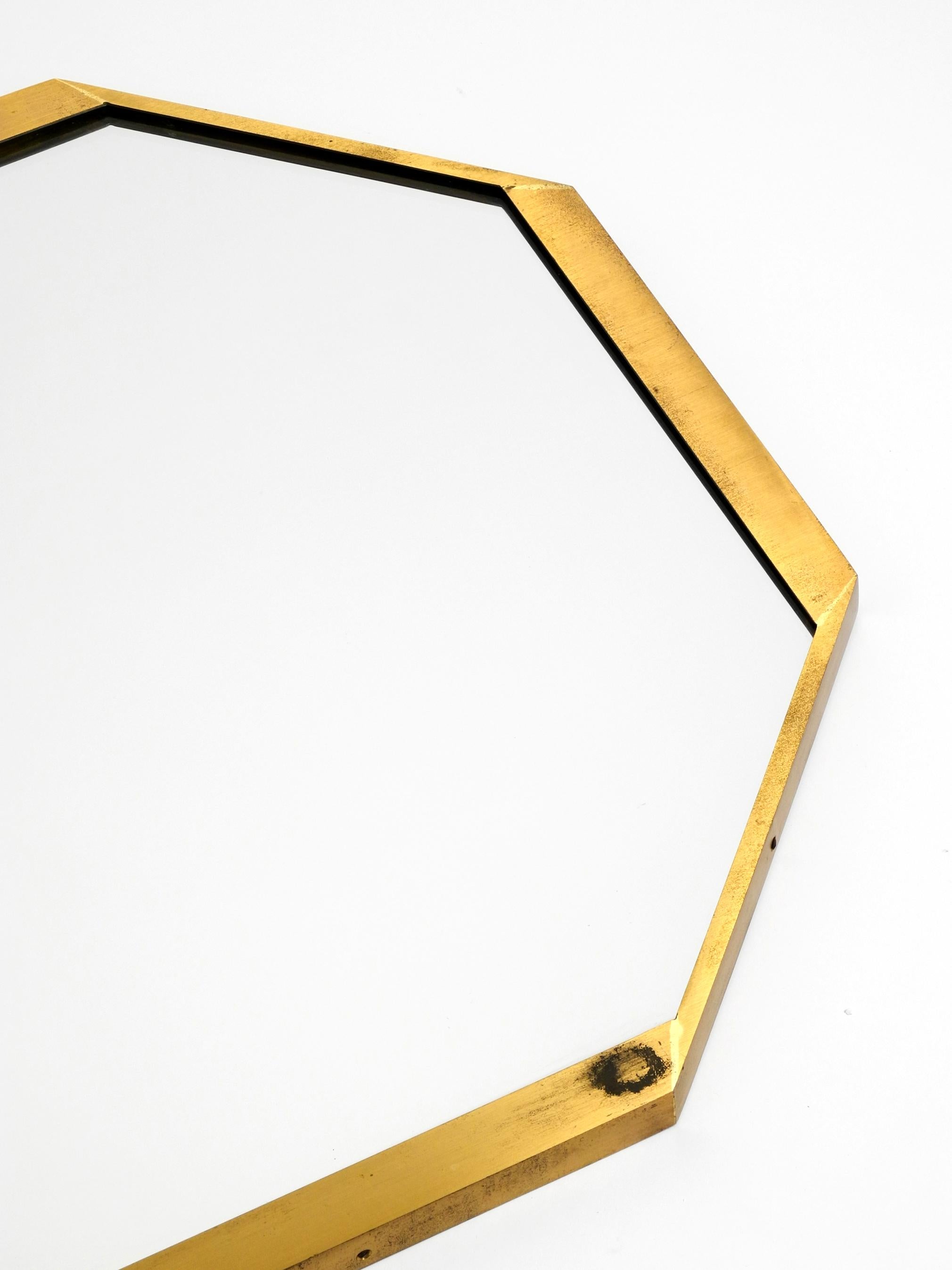 Mid-20th Century Large unusual Italian Mid Century Modern octagonal brass wall mirror  For Sale