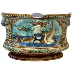 Large Unusual Majolica Mermaid Jardinière, circa 1880