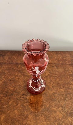 Large unusual shaped antique Mary Gregory vase