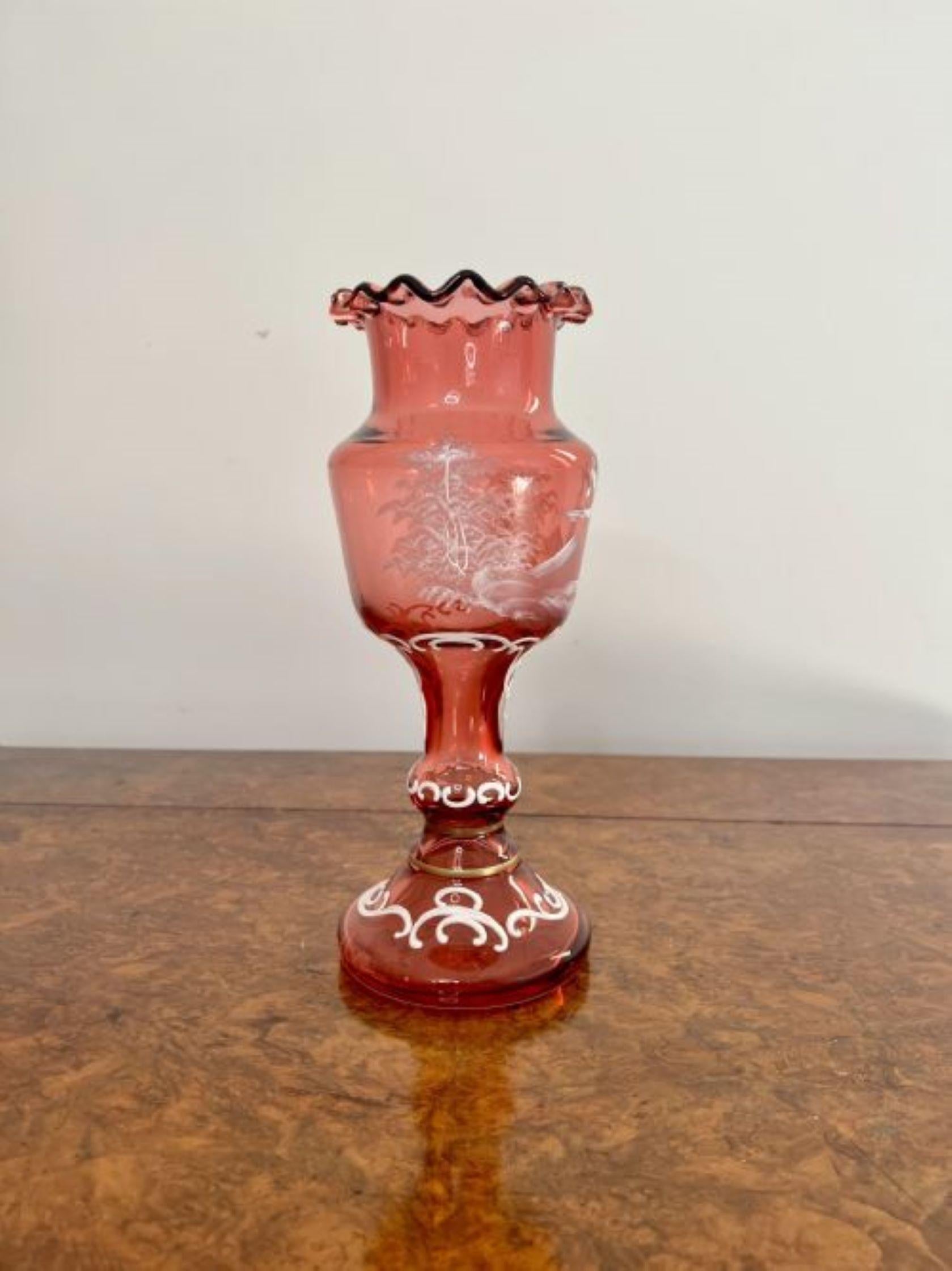 Victorian Large unusual shaped antique Mary Gregory vase  For Sale