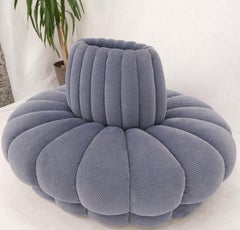 Large Upholstered Cloud Island Oval Sofa Bench Couch Grey Blue