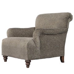 Large Upholstered Grey Lounge Chair