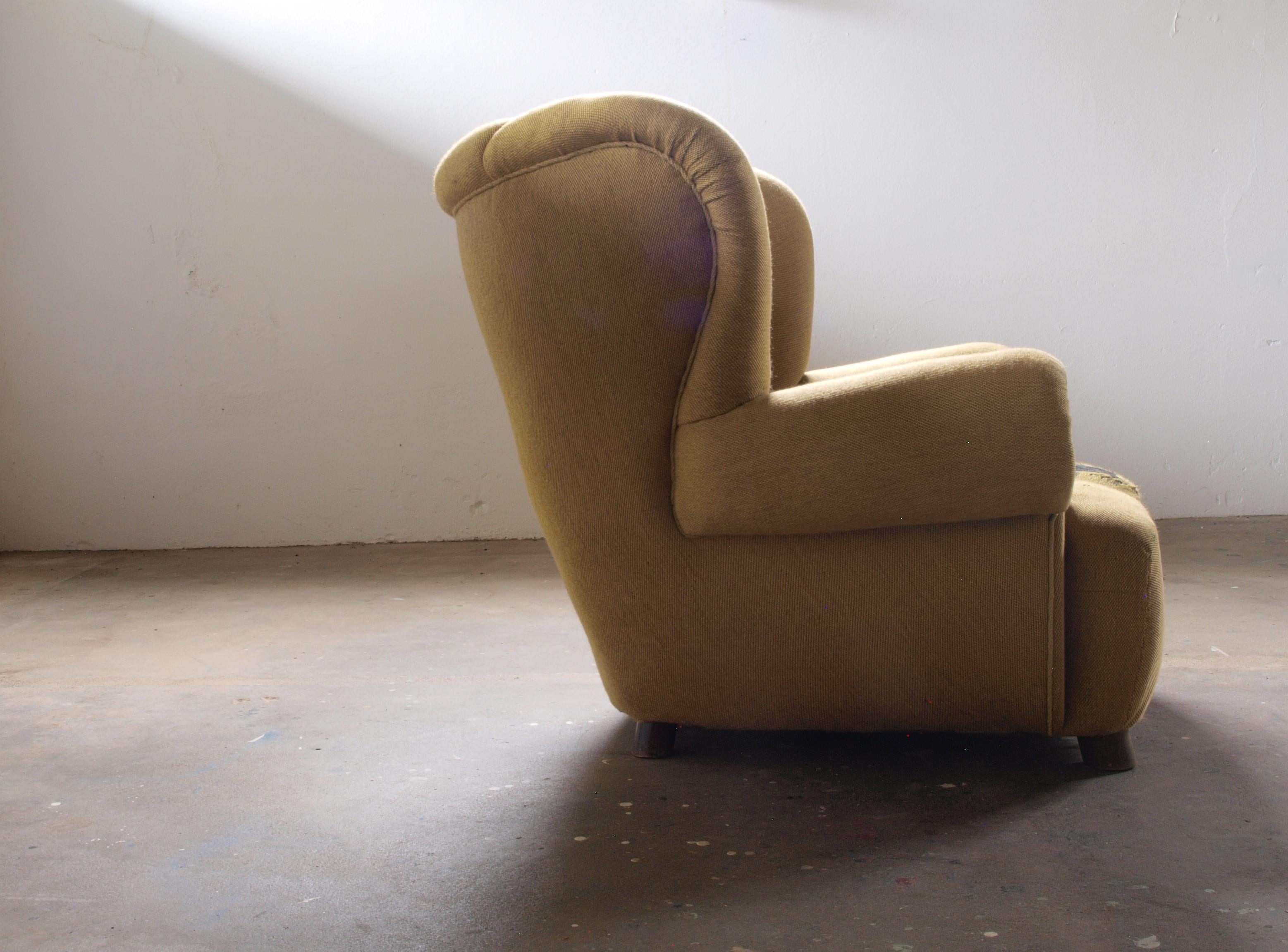 Milieu du XXe siècle Grand fauteuil rembourré Lounge / Easy Chair Du Danemark 1930's en vente
