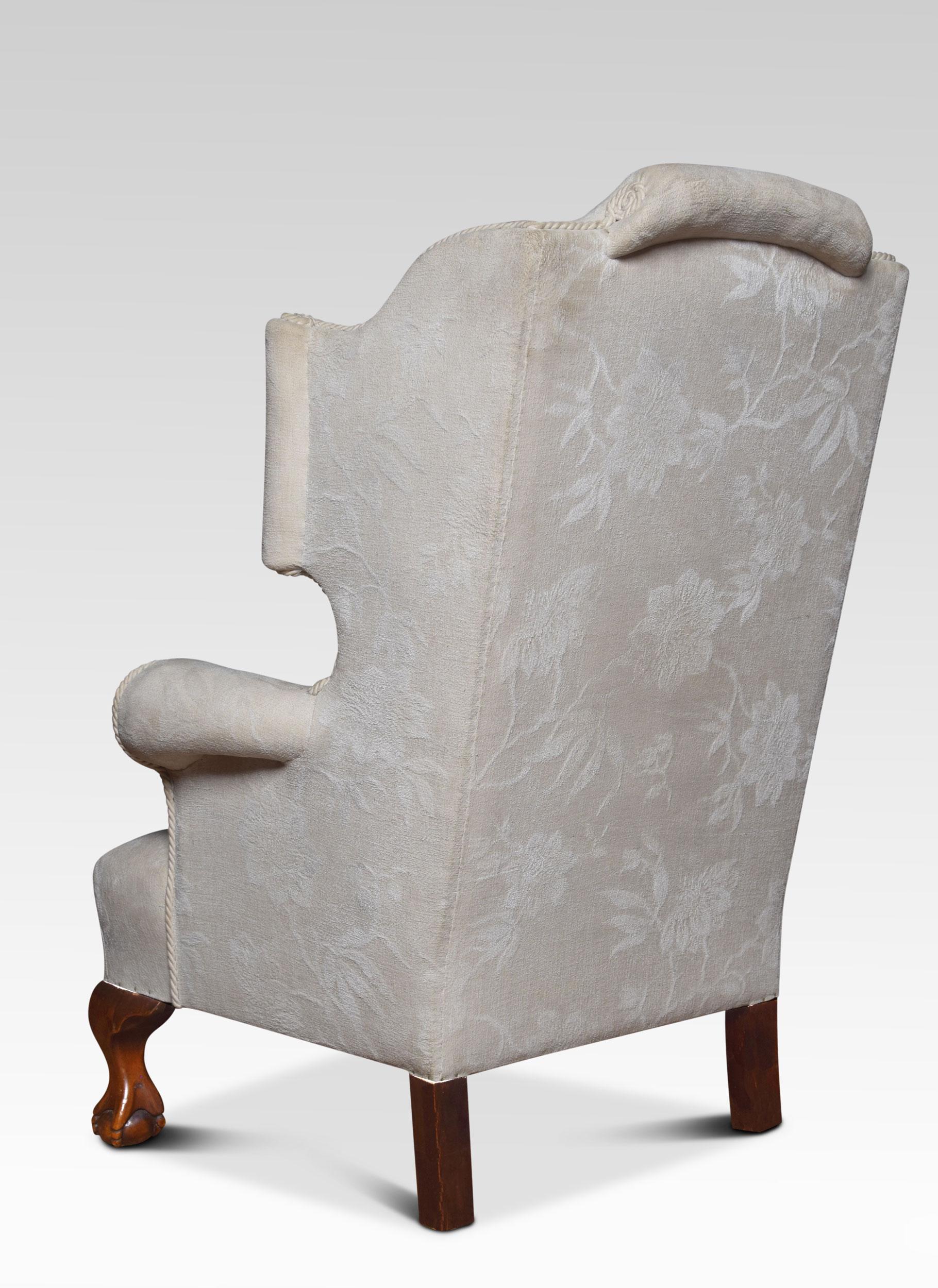 Large Upholstered Wingback Armchair In Good Condition In Cheshire, GB