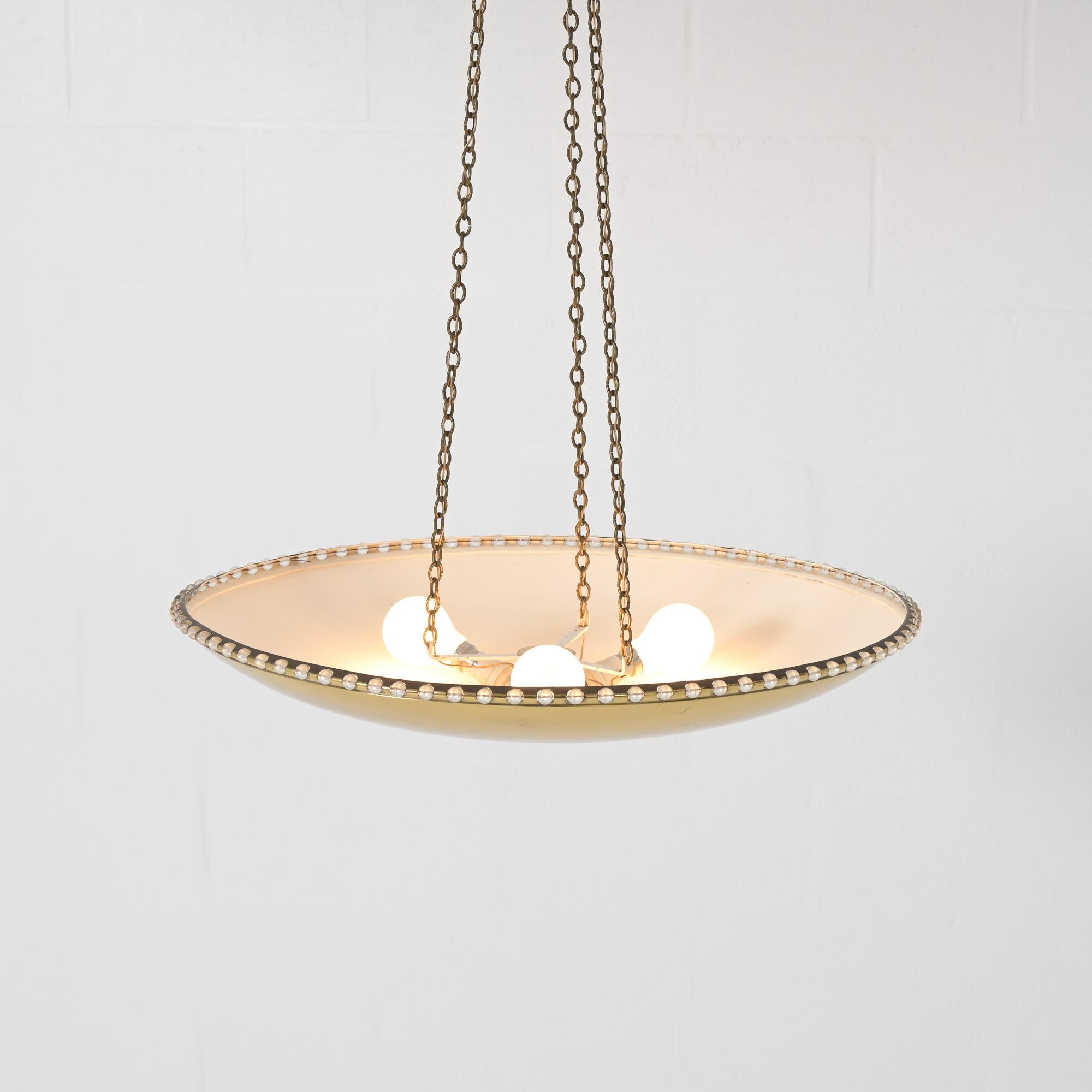 Metà XX secolo Large Uplight Brass Dome Chandelier J. T. Kalmar, Austria 1955 in vendita
