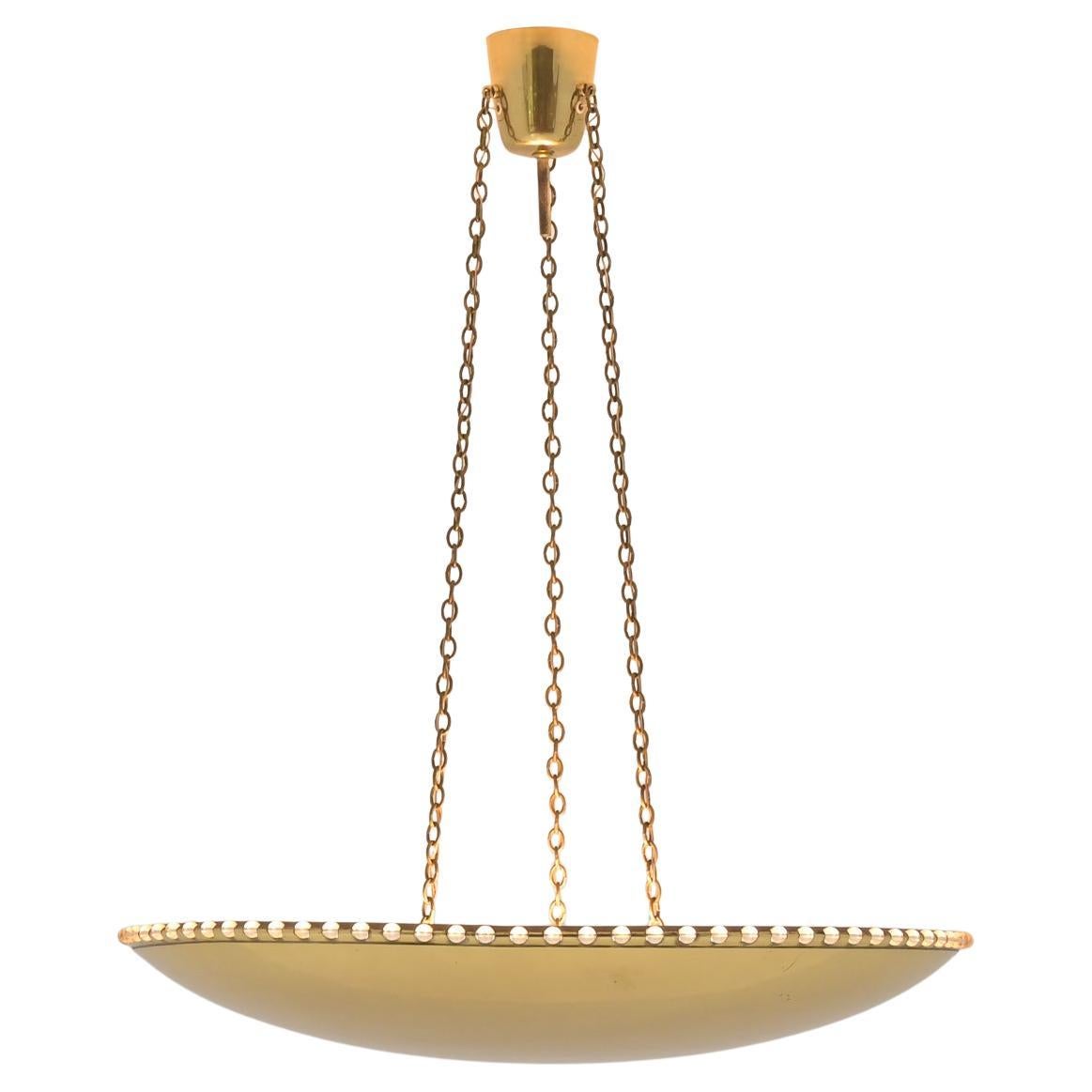 Large Uplight Brass Dome Chandelier J. T. Kalmar, Austria 1955
