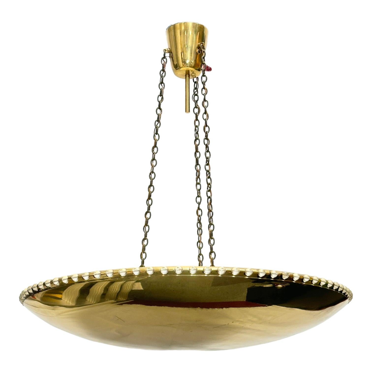 Austrian Large Uplight Brass Dome Chandelier Model No. 3152, J. T. Kalmar, Austria 1955