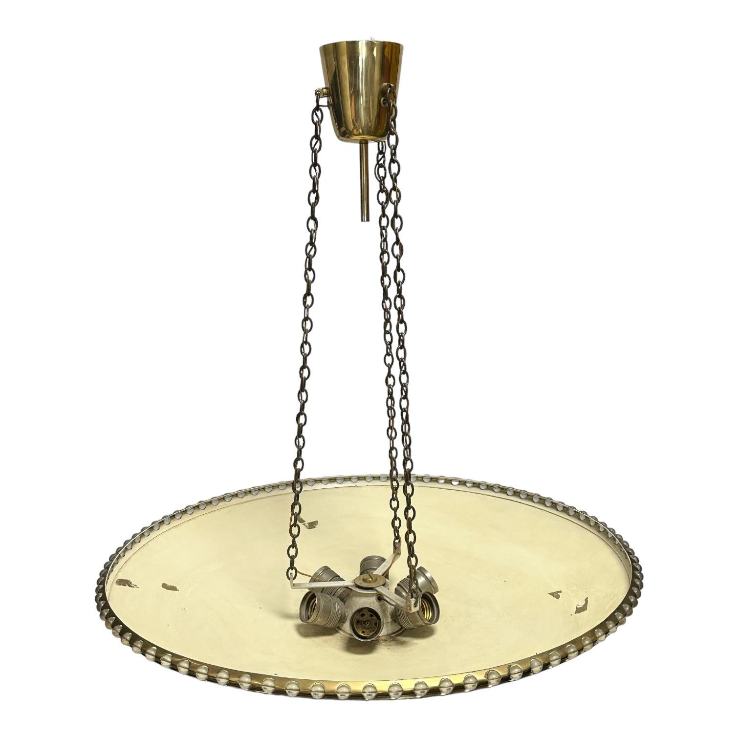 Mid-20th Century Large Uplight Brass Dome Chandelier Model No. 3152, J. T. Kalmar, Austria 1955
