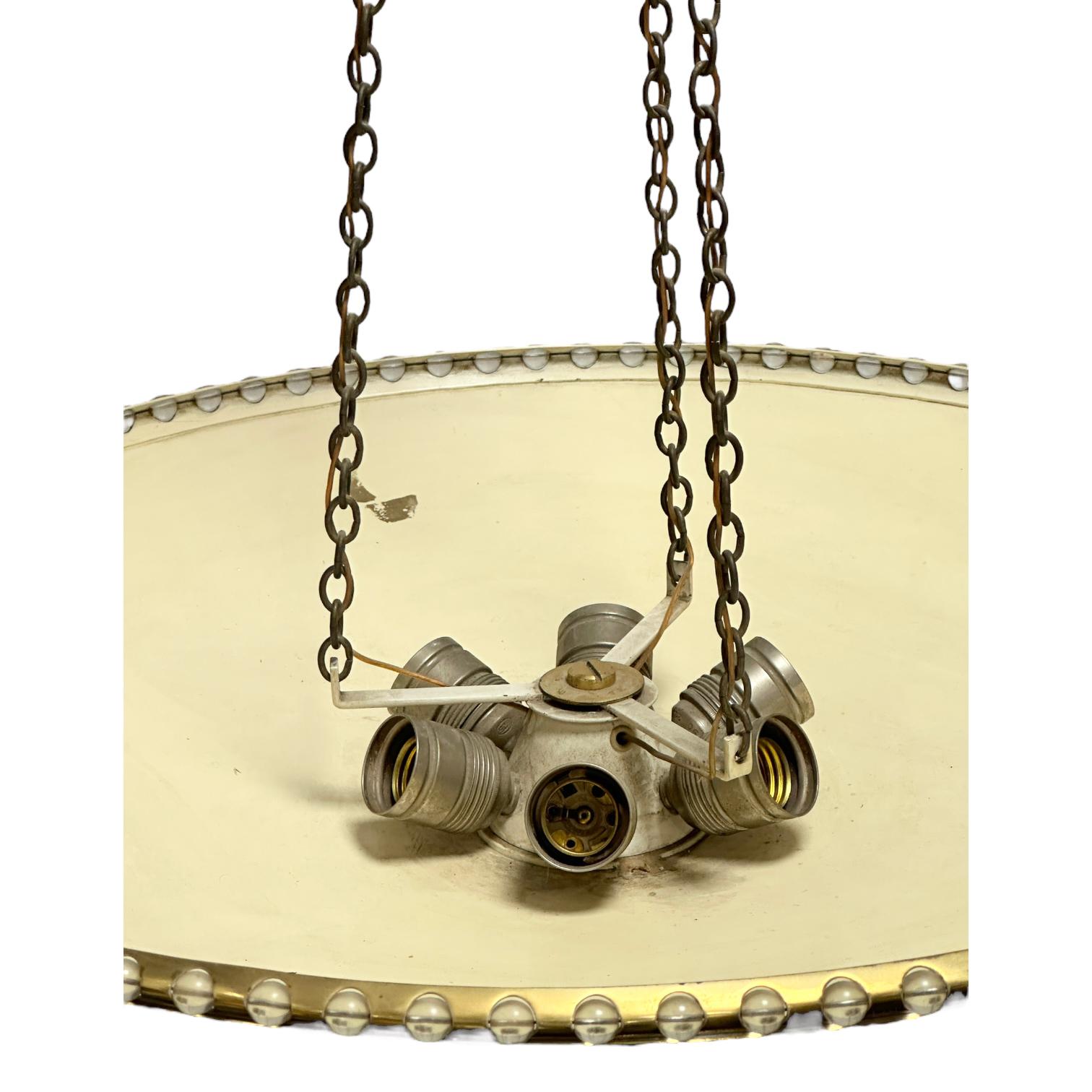 Metal Large Uplight Brass Dome Chandelier Model No. 3152, J. T. Kalmar, Austria 1955