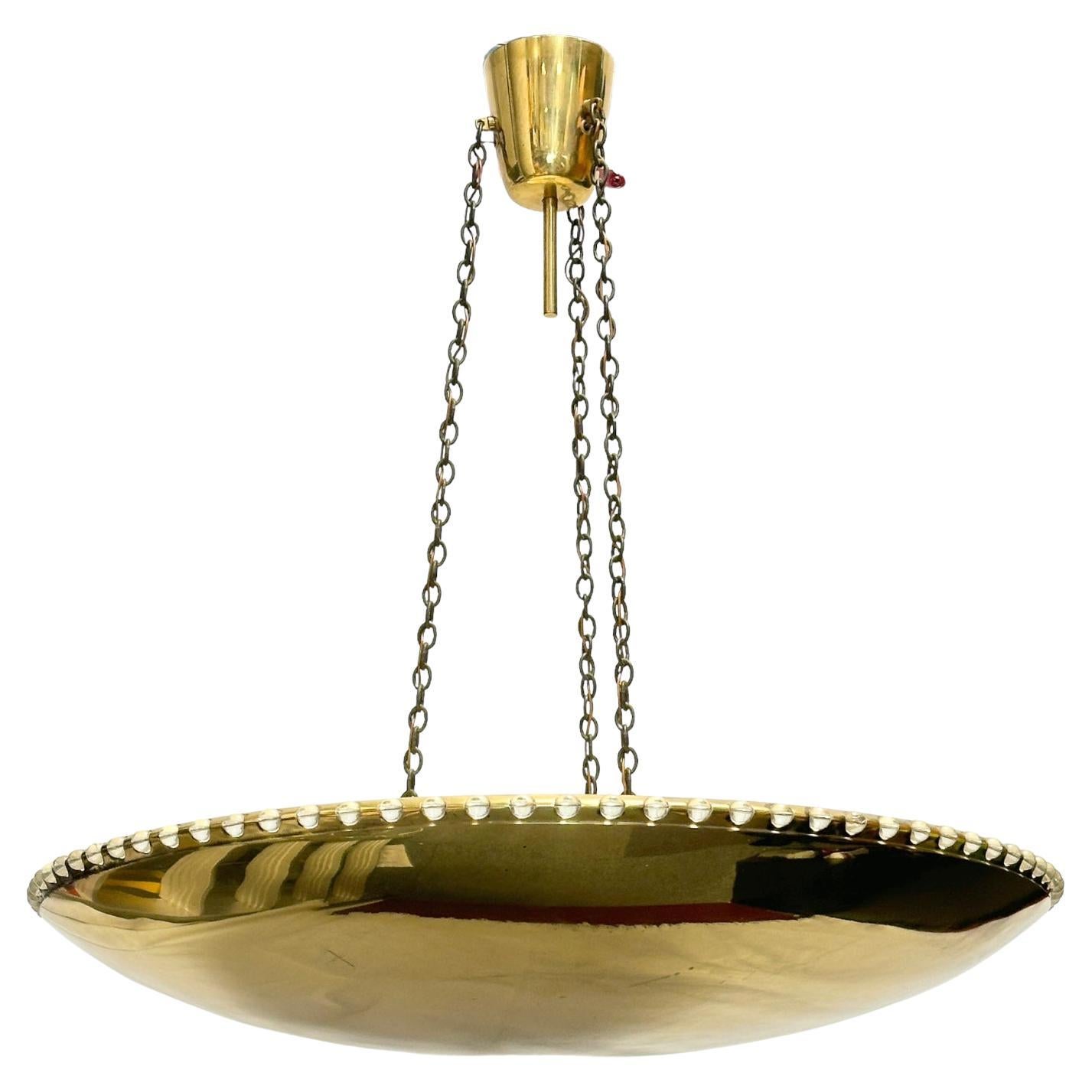 Large Uplight Brass Dome Chandelier Model No. 3152, J. T. Kalmar, Austria 1955