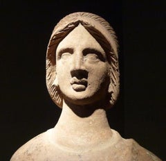 Large Upright Terracotta Votive Statue Youth Etruscan, circa 3rd-2nd Century BC