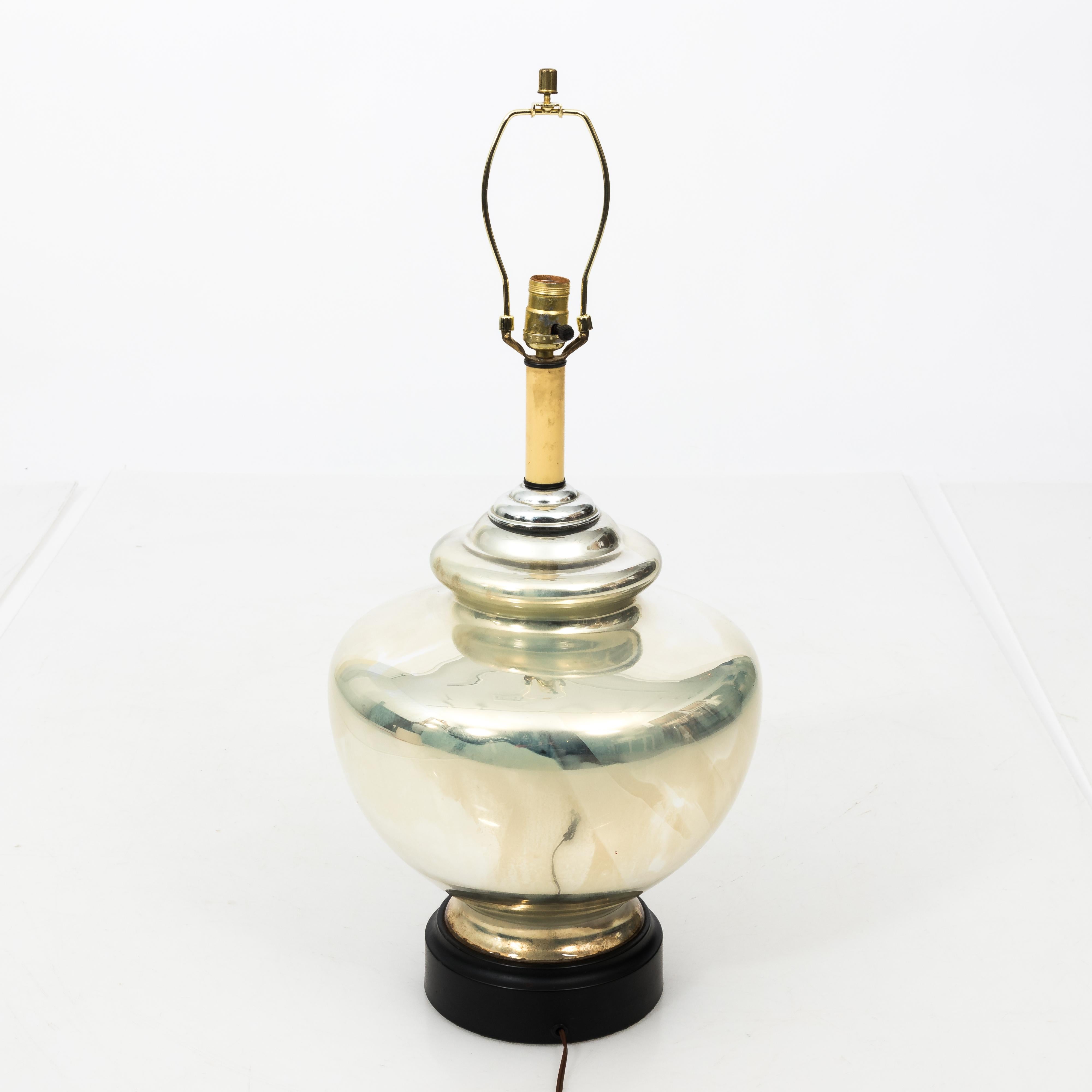 20th Century Large Urn Form Mercury Glass Lamp
