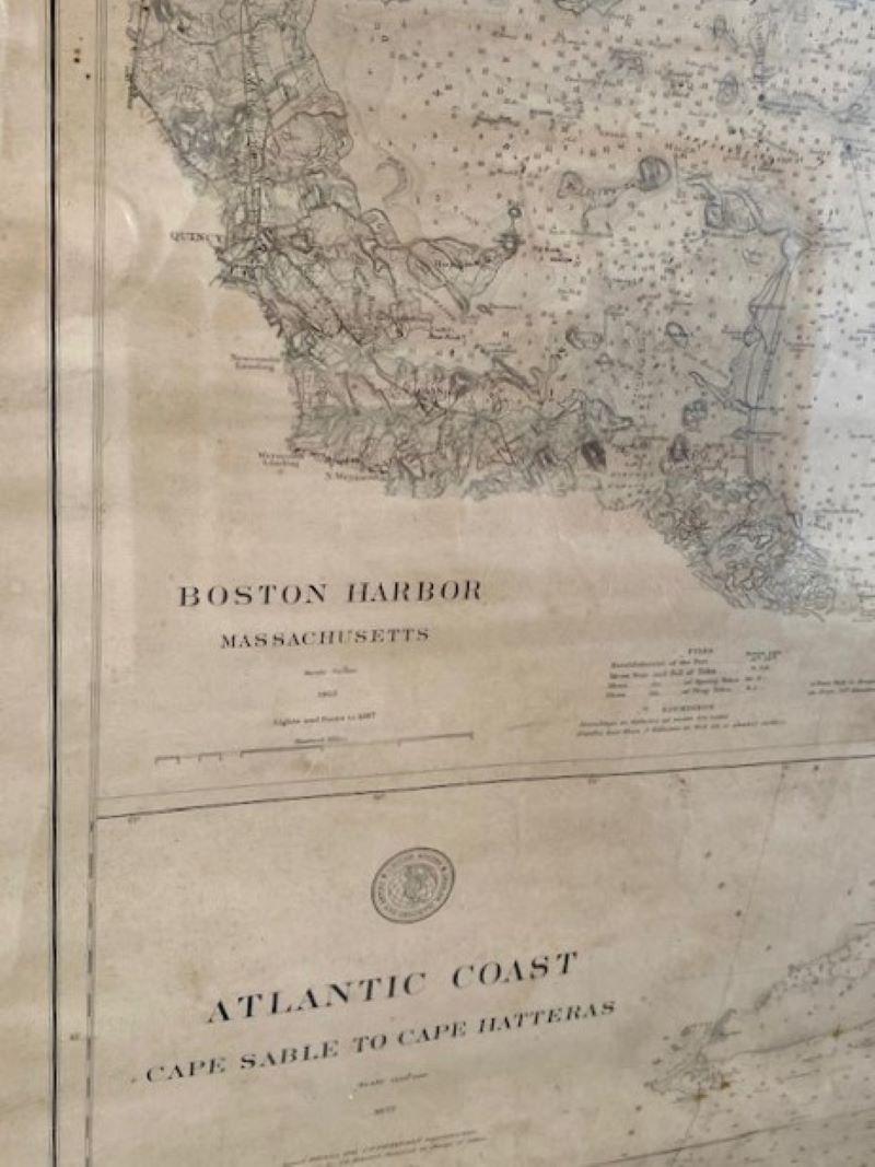 Grande  Carta A de la Costa Atlántica del Servicio Geodésico y de Costas de EE.UU., 1877 Otro en venta