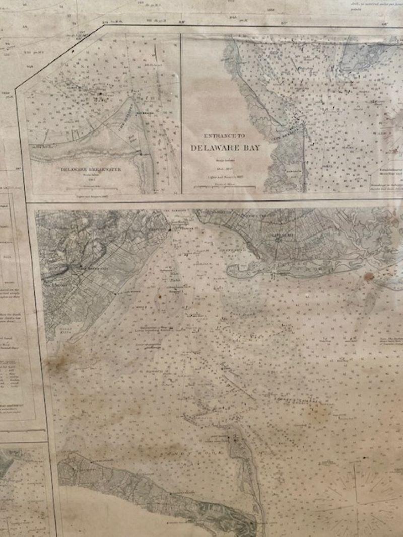 Grande  Carta A de la Costa Atlántica del Servicio Geodésico y de Costas de EE.UU., 1877 Otro en venta