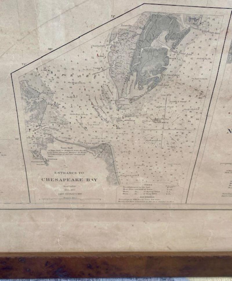 Grande  Carta A de la Costa Atlántica del Servicio Geodésico y de Costas de EE.UU., 1877 en Bueno estado para la venta en Nantucket, MA