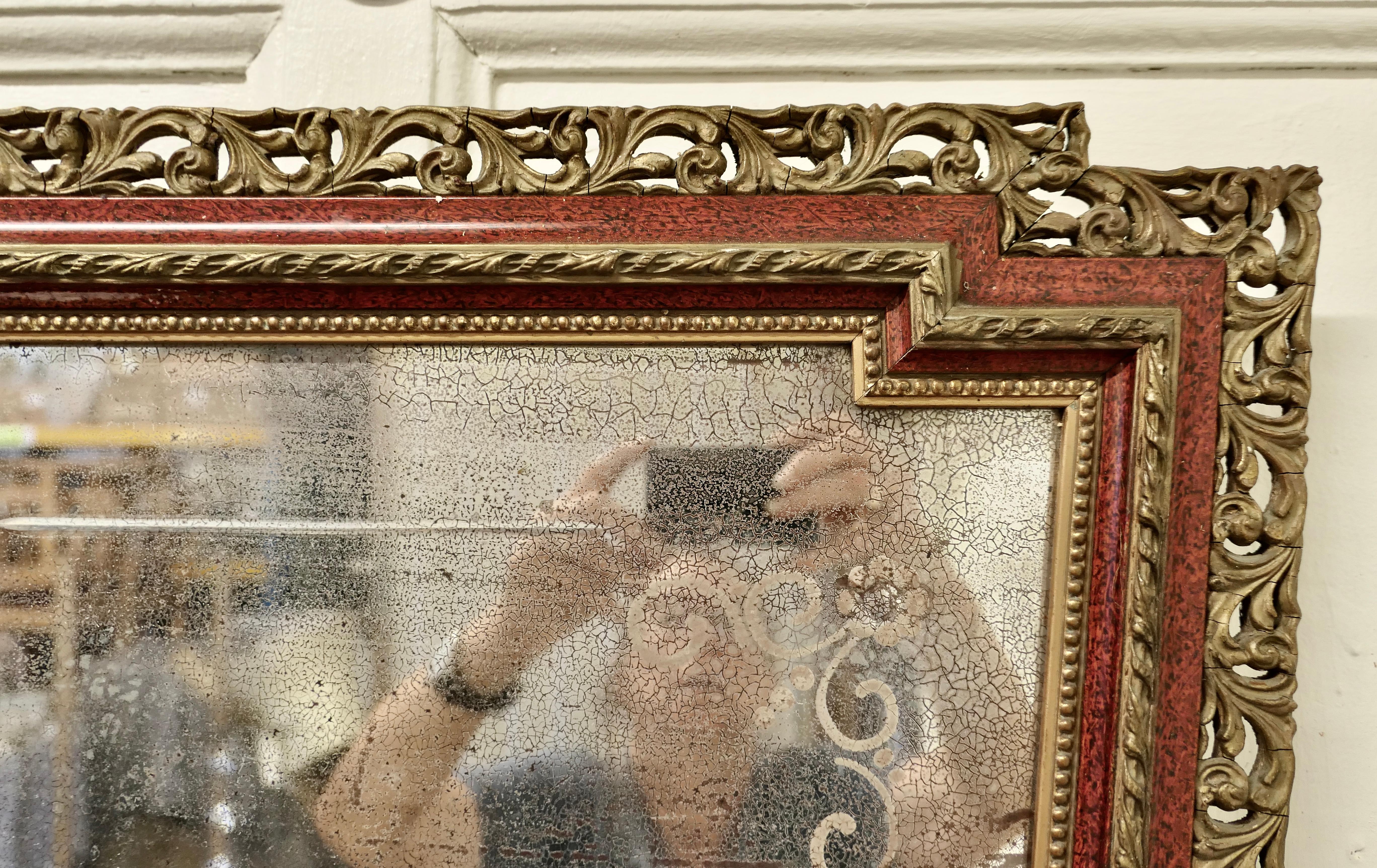 Laque Grand miroir mural vénitien en forme de V dans le style Art Déco oriental  en vente