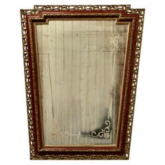 Grande specchio da parete veneziano a forma di V in stile Art Deco Orientale