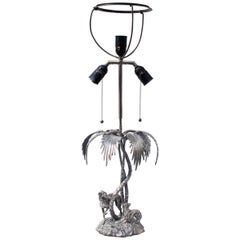 Large Valenti Silver Plate Table Lamp, 1970s