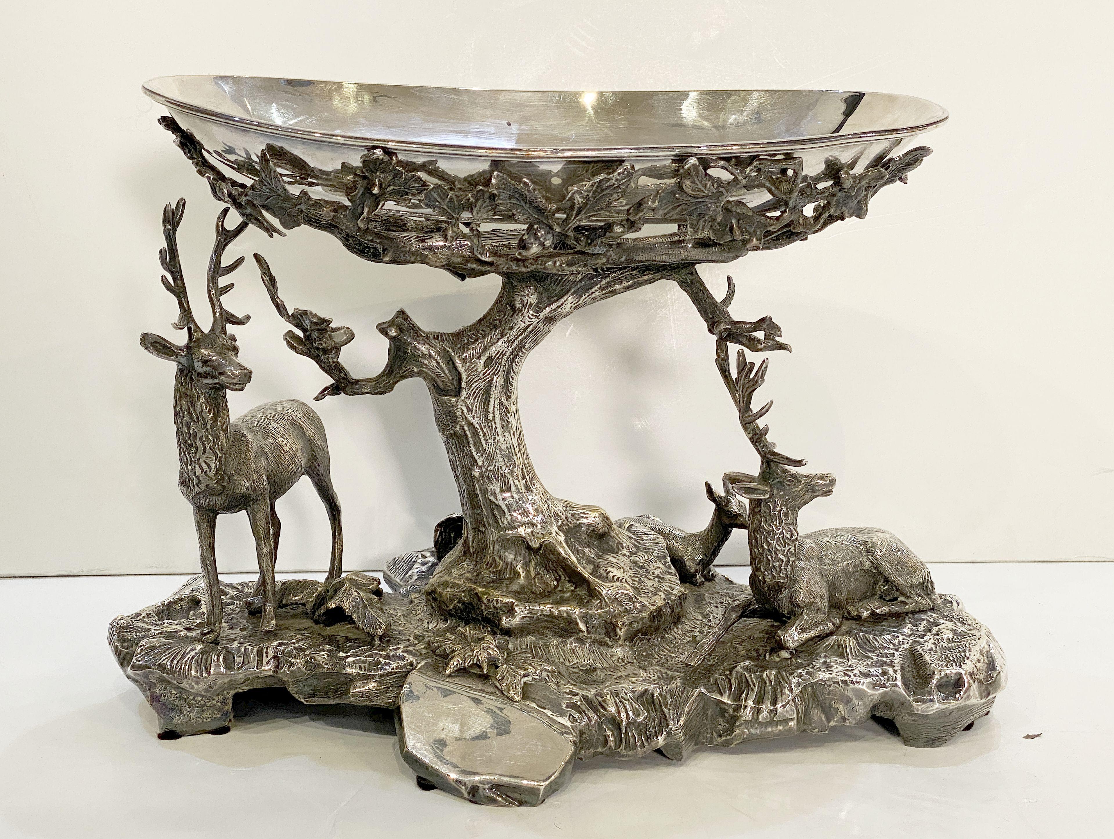 Large Valenti Stag or Deer Sculptural Centerpiece of Silver Plated Bronze  11