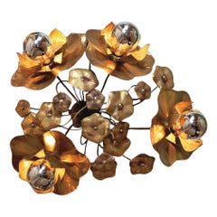 Large Lotus Brass Flower Light avec quatre fleurs pour mur ou plafond