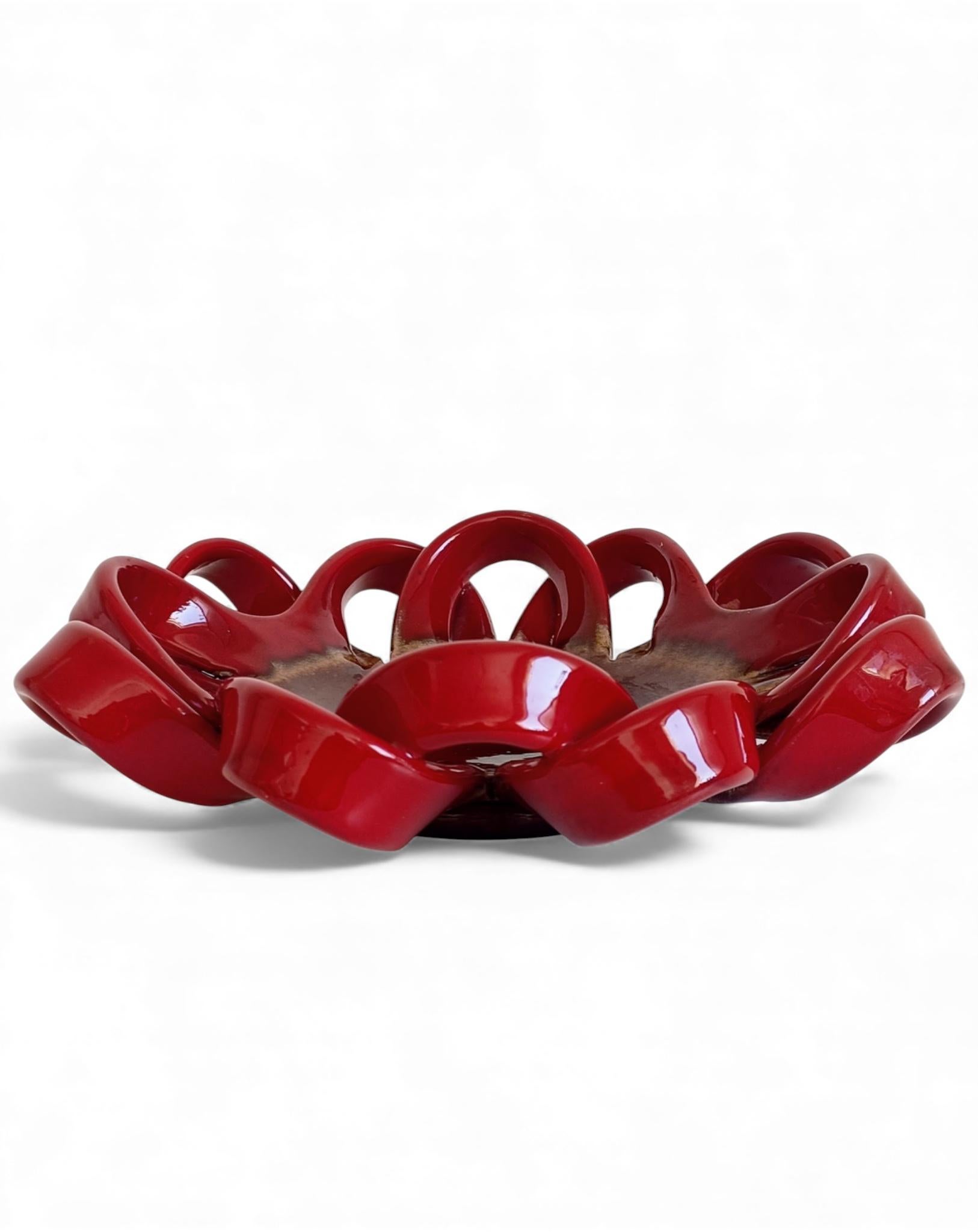 Large Vallauris Hand-Made Faience Ceramic Centerpiece, France, 1950s For Sale 3