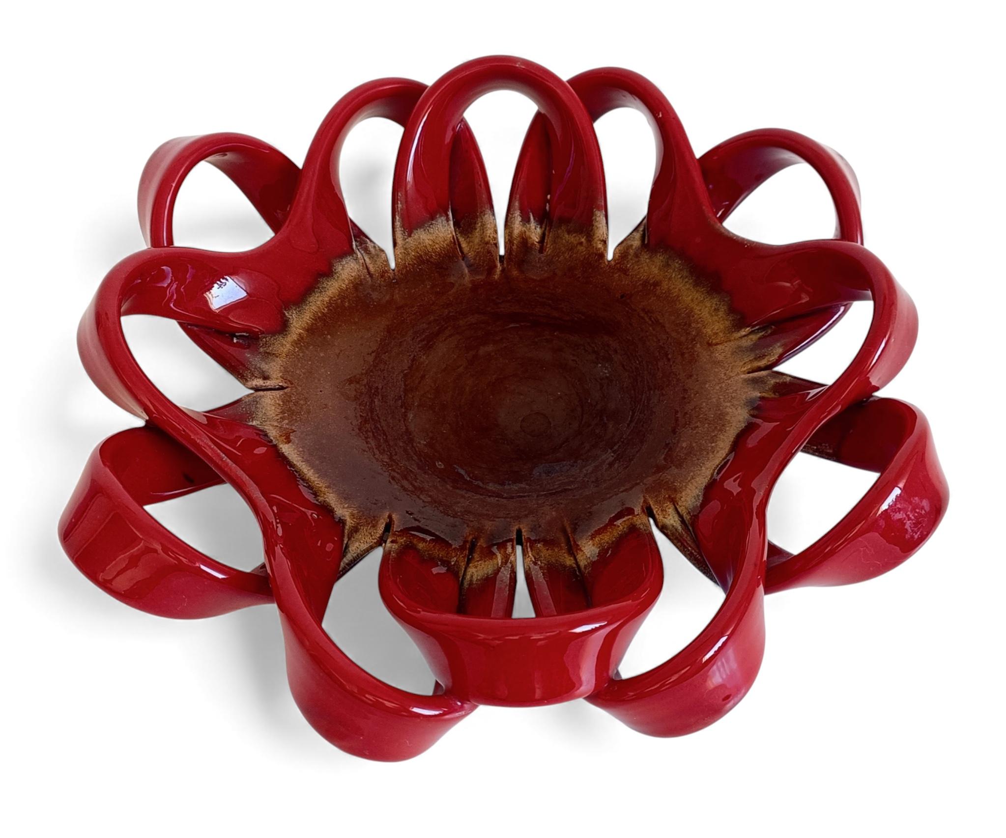 French Large Vallauris Hand-Made Faience Ceramic Centerpiece, France, 1950s For Sale