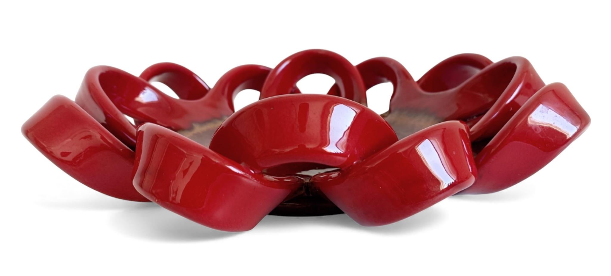 Glazed Large Vallauris Hand-Made Faience Ceramic Centerpiece, France, 1950s For Sale