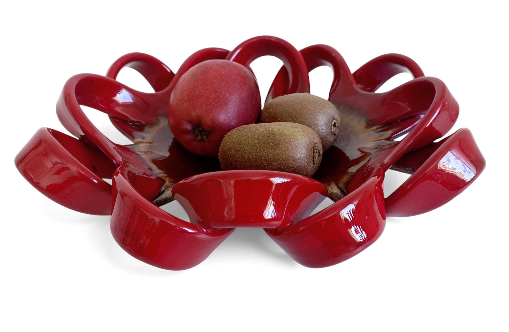 Mid-20th Century Large Vallauris Hand-Made Faience Ceramic Centerpiece, France, 1950s For Sale