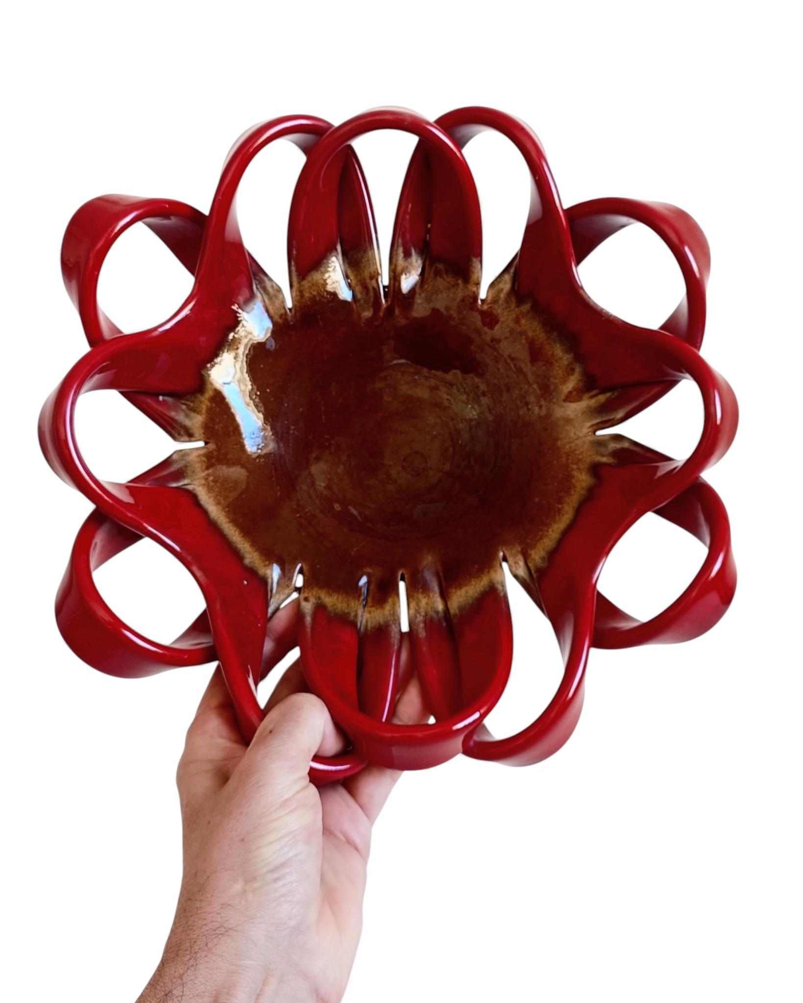 Large Vallauris Hand-Made Faience Ceramic Centerpiece, France, 1950s For Sale 1