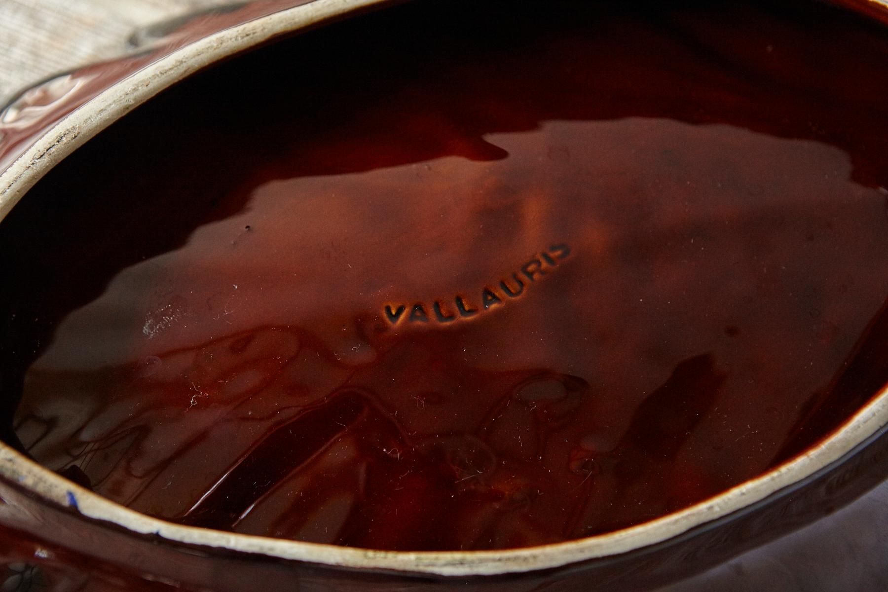 Große Vallauris Blatt Majolika-Platte, Frankreich, 1950er Jahre im Angebot 3