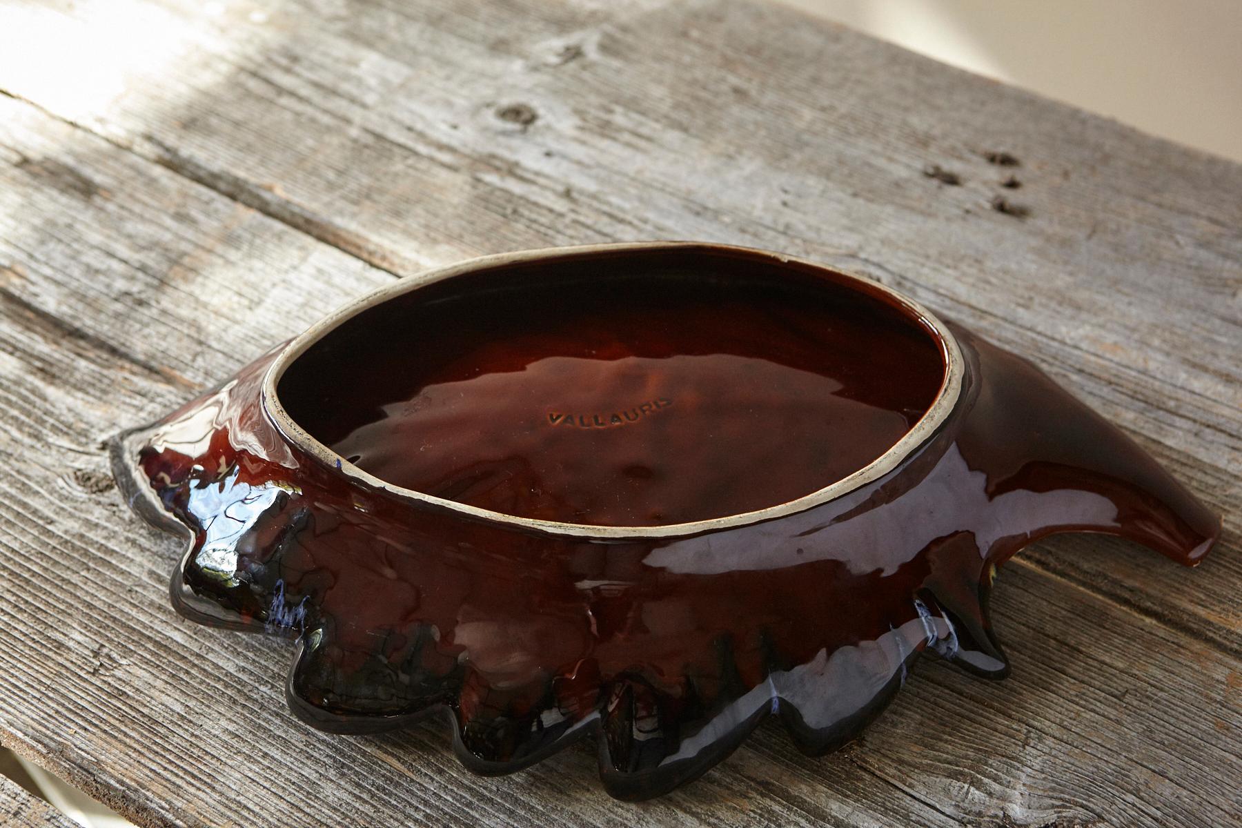 Große Vallauris Blatt Majolika-Platte, Frankreich, 1950er Jahre im Angebot 4