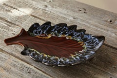 Large Vallauris Leaf Majolica Platter, France, 1950's