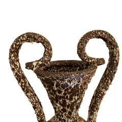 Large Dark Brown and Cream Vallauris Vase, France, Midcentury