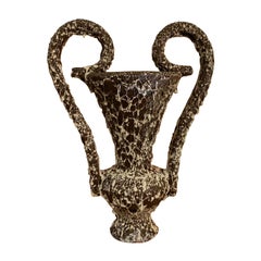 Large Dark Brown and Cream Vallauris Vase, France, Midcentury