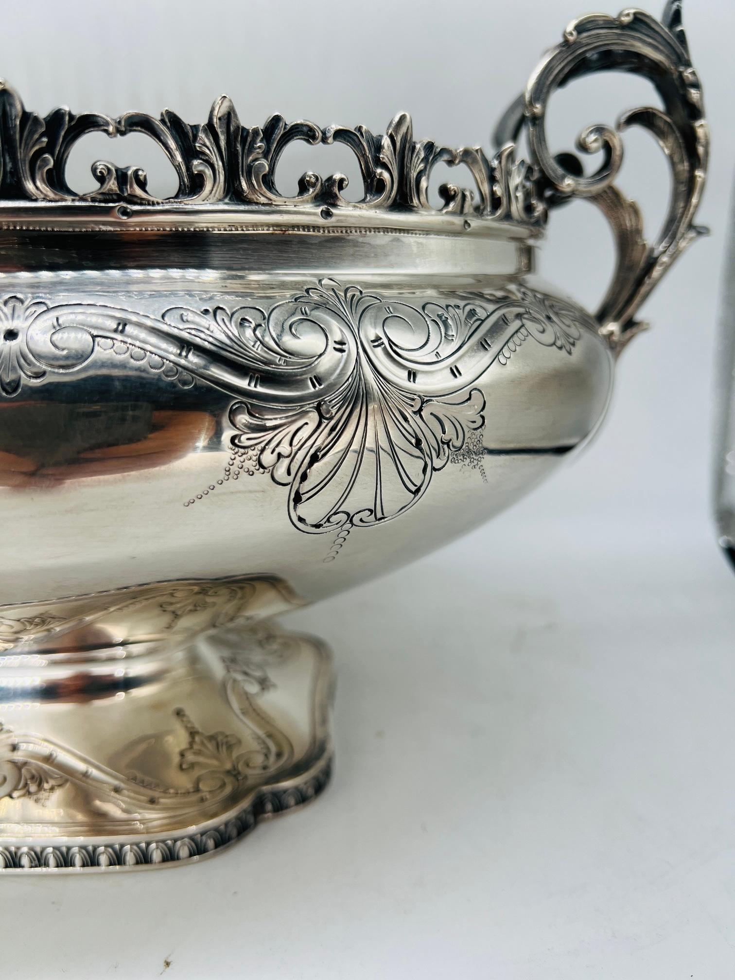 Large Valle' & Gandini 800 Sterling Silver Italian Rococo Centerpiece For Sale 9