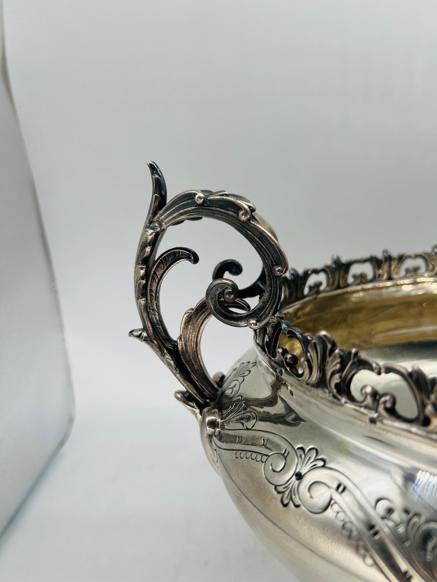 Large Valle' & Gandini 800 Sterling Silver Italian Rococo Centerpiece For Sale 2