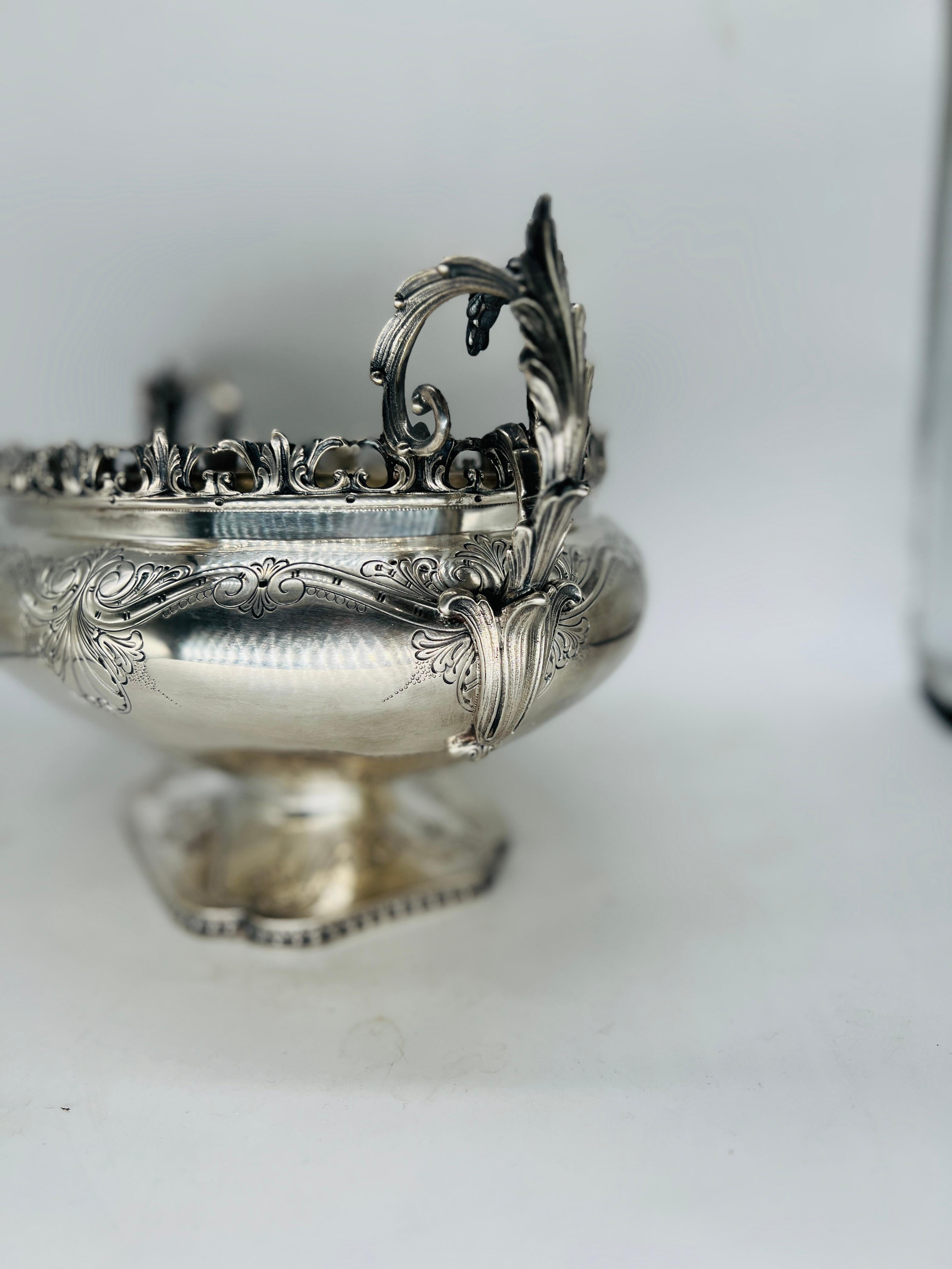 Large Valle' & Gandini 800 Sterling Silver Italian Rococo Centerpiece For Sale 5