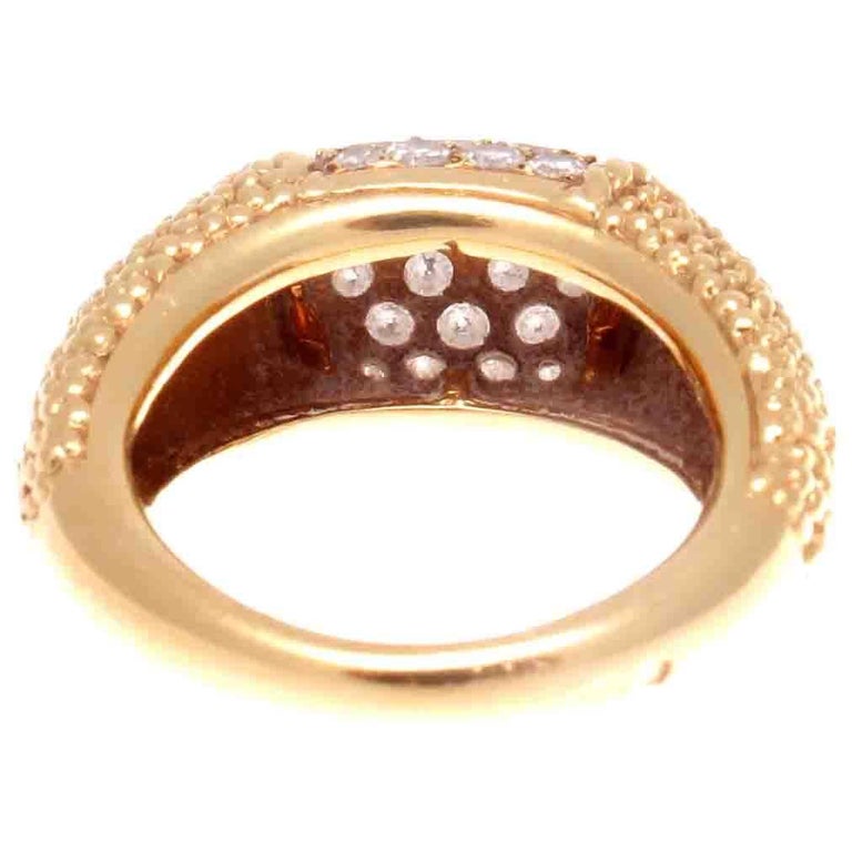 Large Van Cleef and Arpels Diamond Textured Gold Philippine Ring at 1stDibs