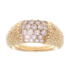 Large Van Cleef & Arpels Diamond Textured Gold Philippine Ring