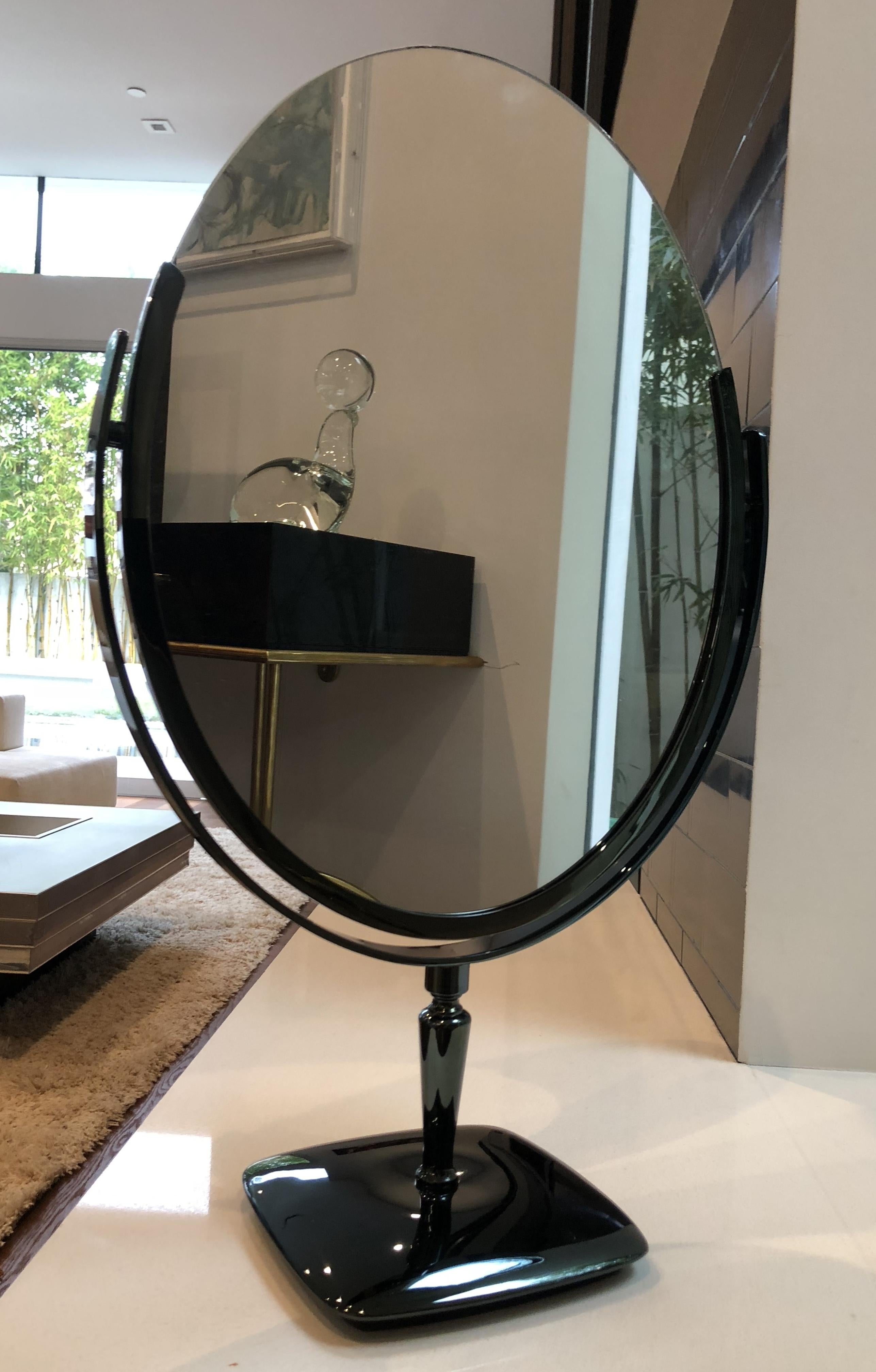 Large Vanity Mirror in Black Nickel by Charles Hollis Jones 4