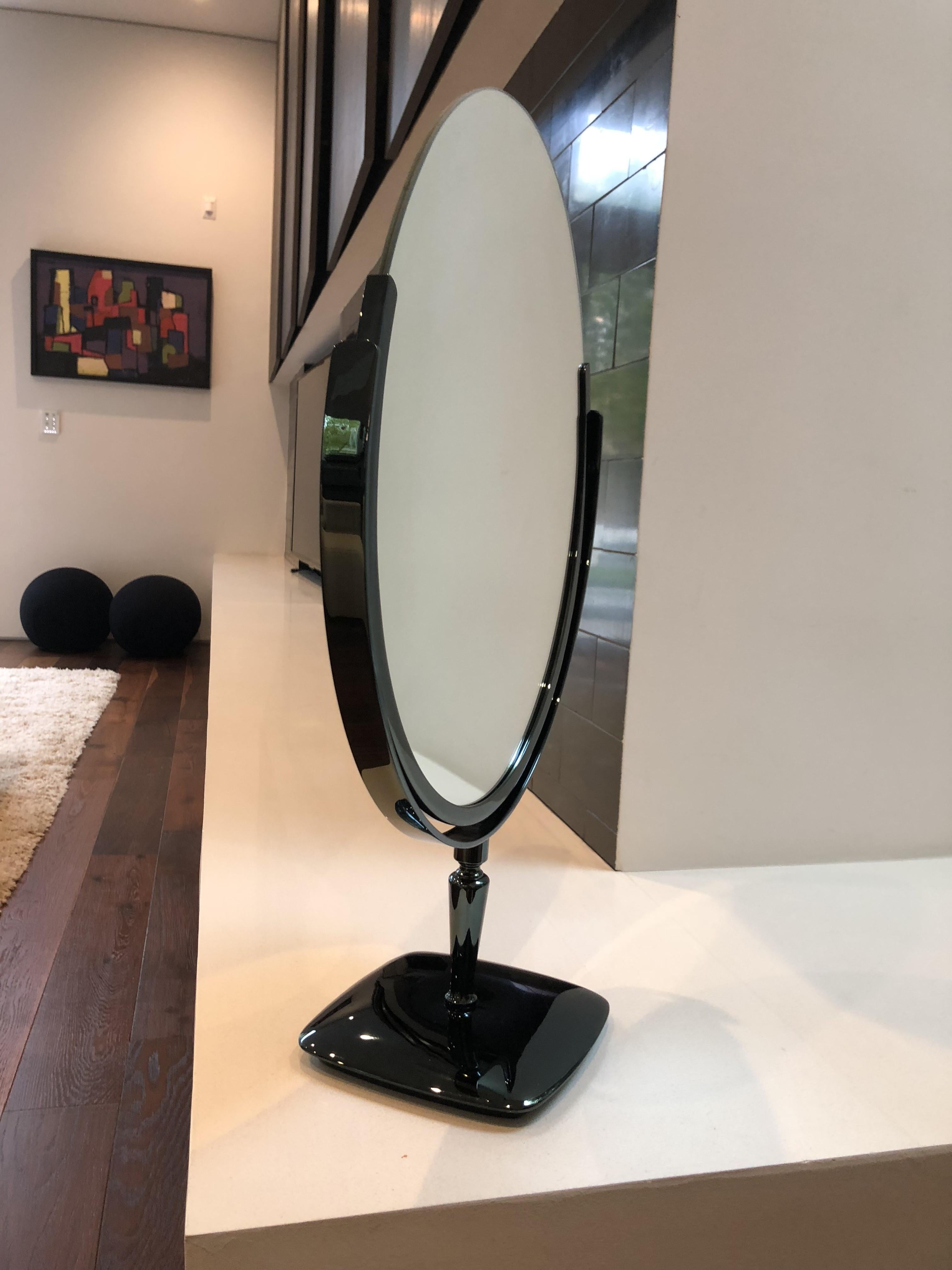 20th Century Large Vanity Mirror in Black Nickel by Charles Hollis Jones