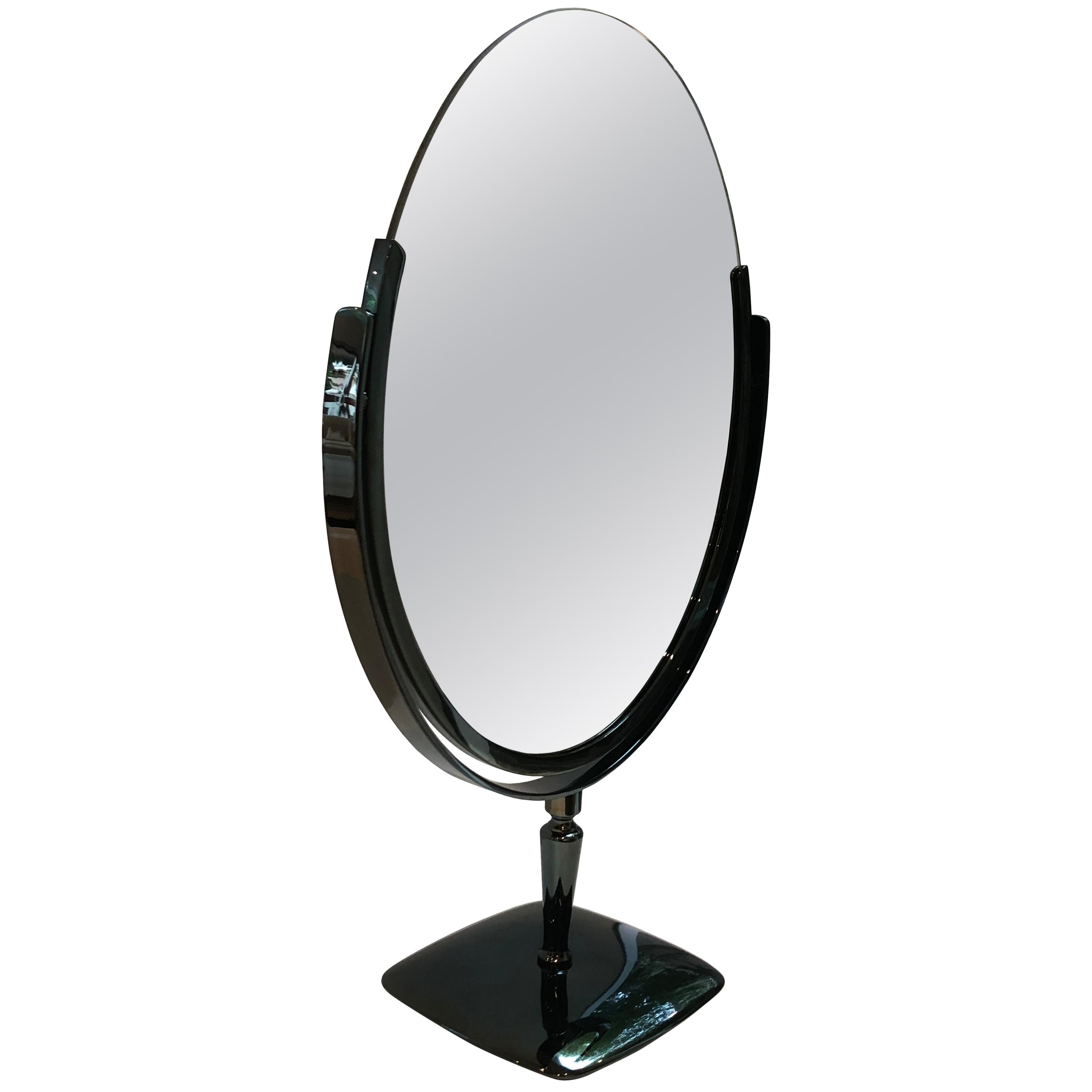 Large Vanity Mirror in Black Nickel by Charles Hollis Jones