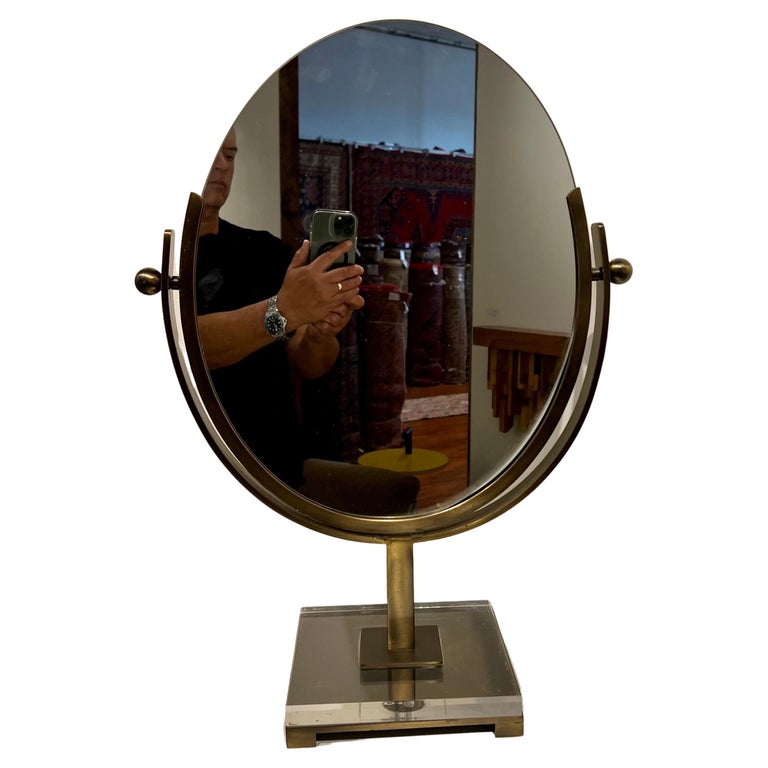Large Vanity Table Mirror by Charles Hollis Jones in Brushed Brass and