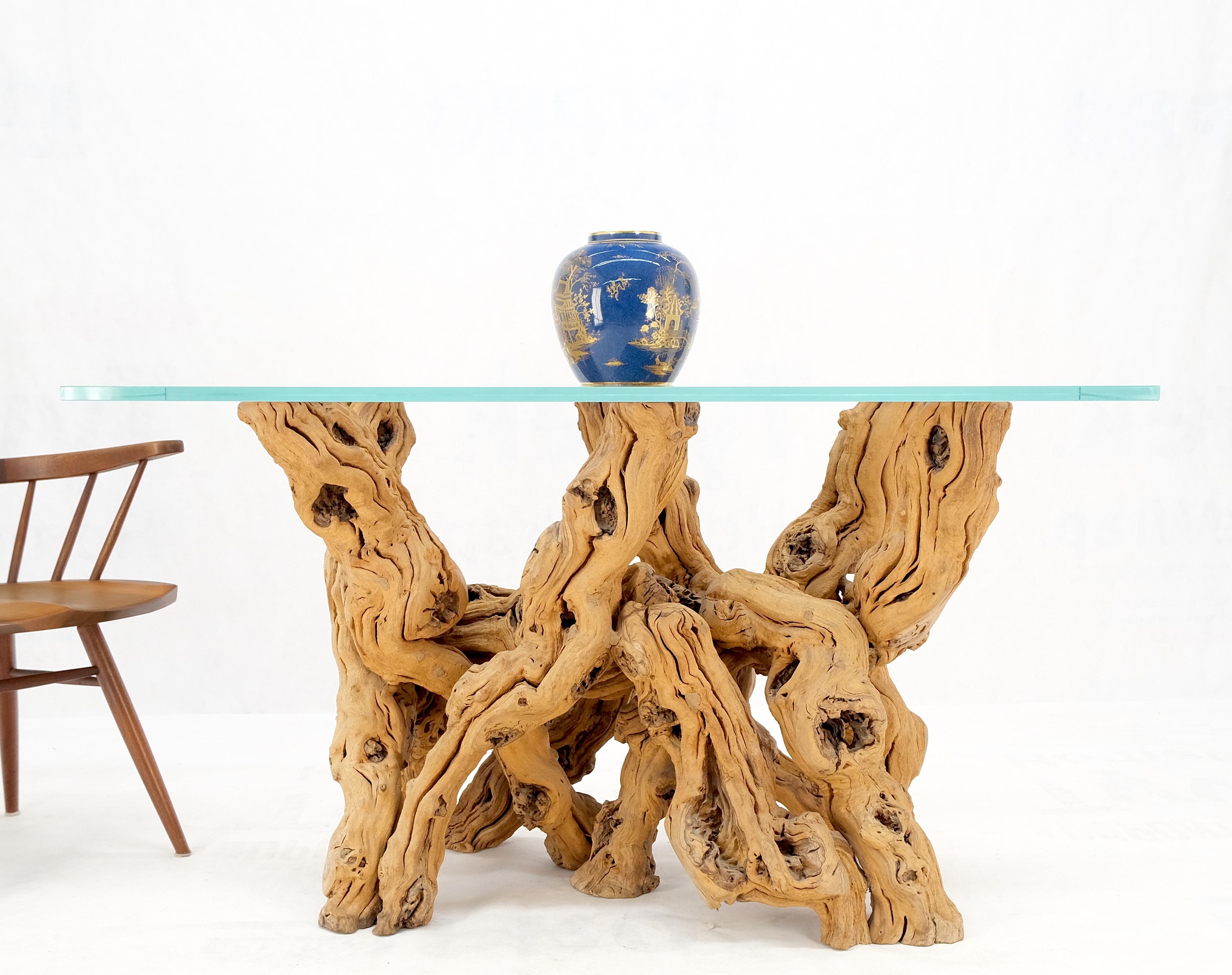 Grand bois flotté verni à base organique rectangulaire  Table console en verre MINT ! en vente 1