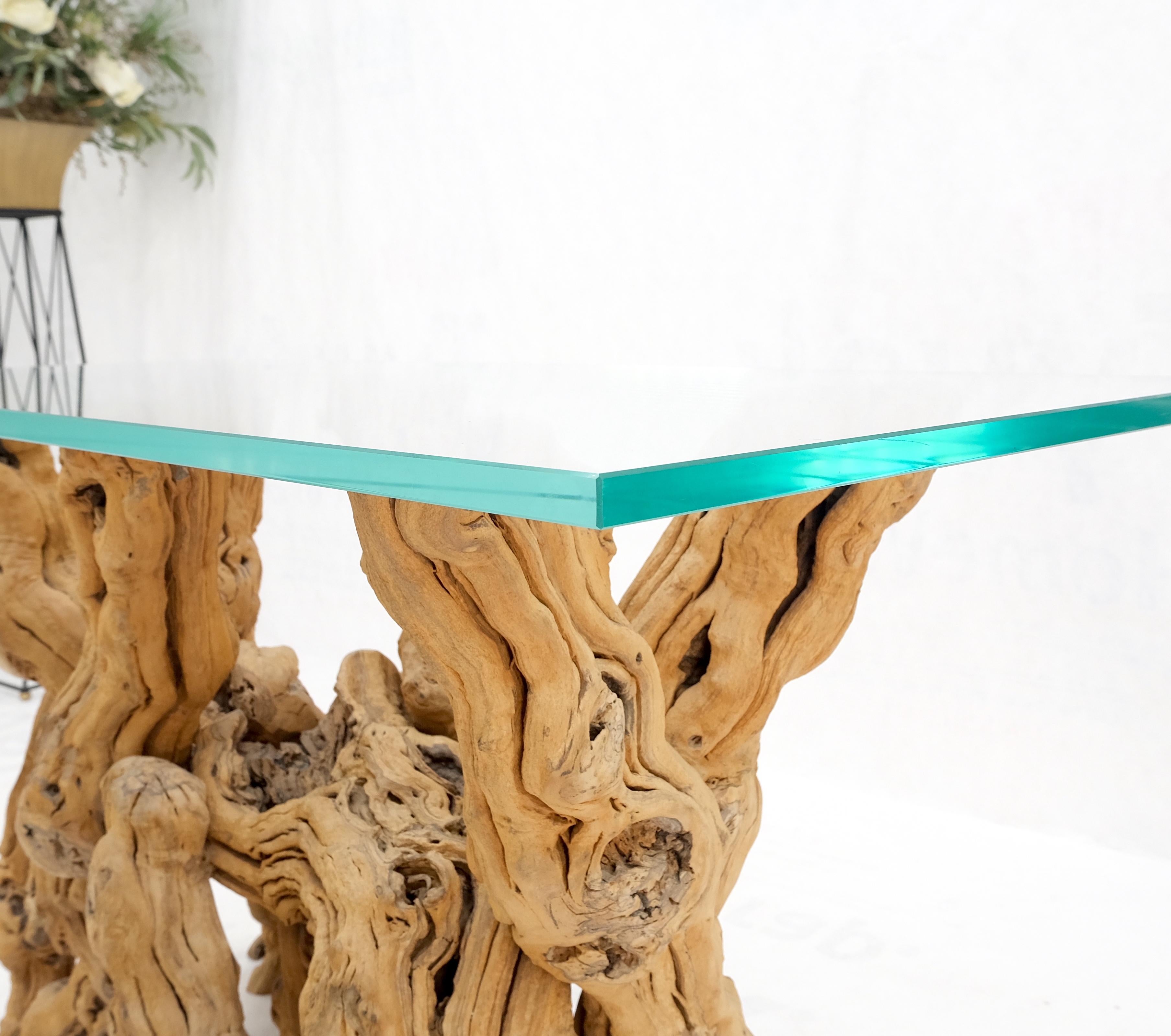 driftwood console table with glass top